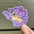 Purple Toke Girl Glitter Sticker