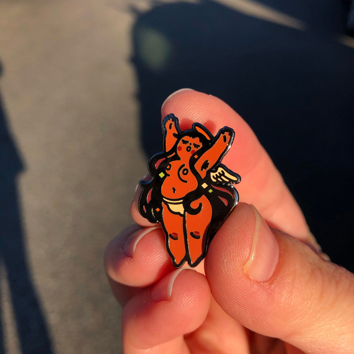 Brown Angel Enamel Pin
