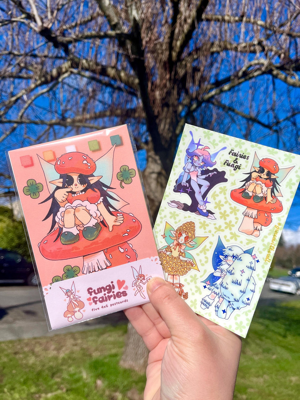 Fungi Fairies Postcard + Sticker Set