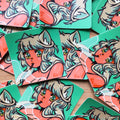Green Smoking Cat Girl Sticker