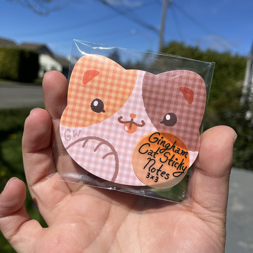 Gingham Cat Sticky Pad