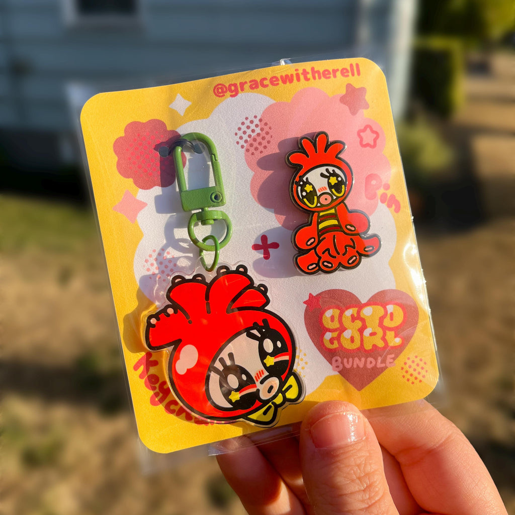 Octogirl Enamel Pin+Keychain Bundle