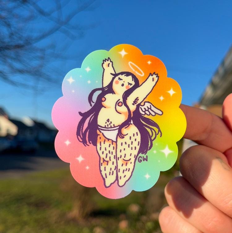 Chubby Angel Matte Sticker
