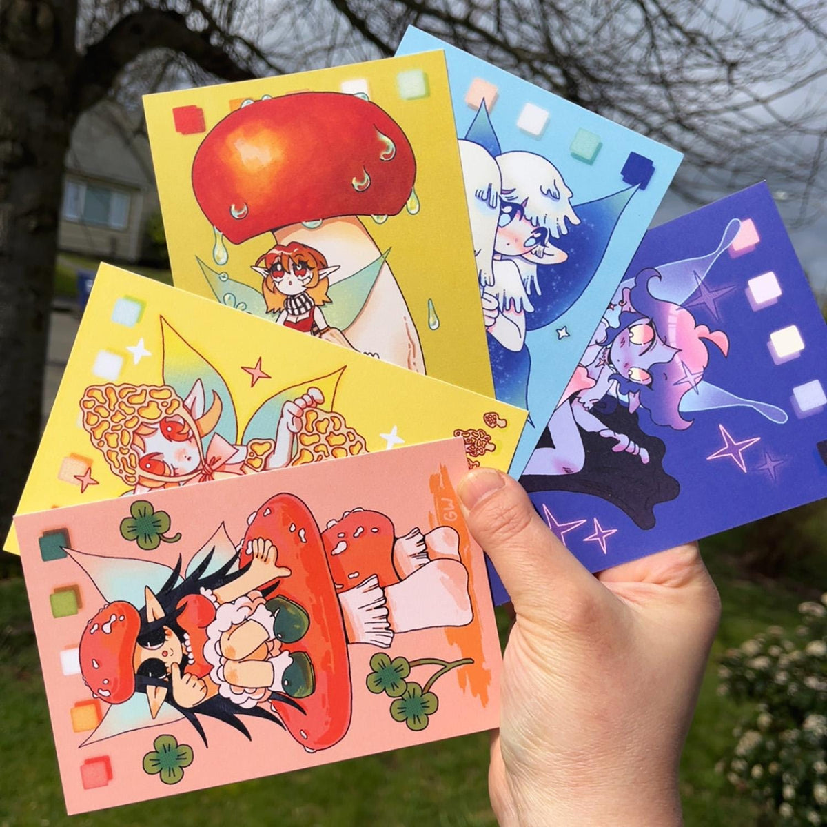 Fungi Fairies Postcard + Sticker Set