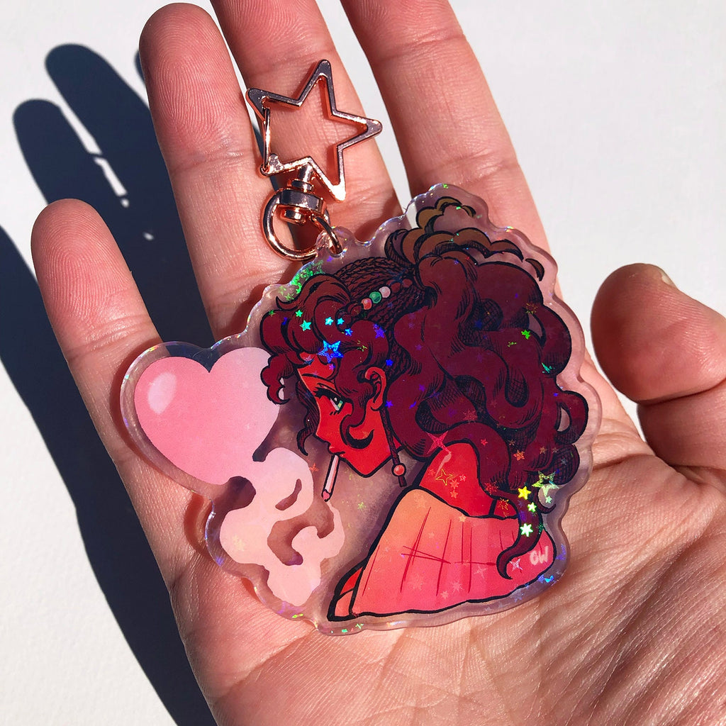 Heart Puff Keyring