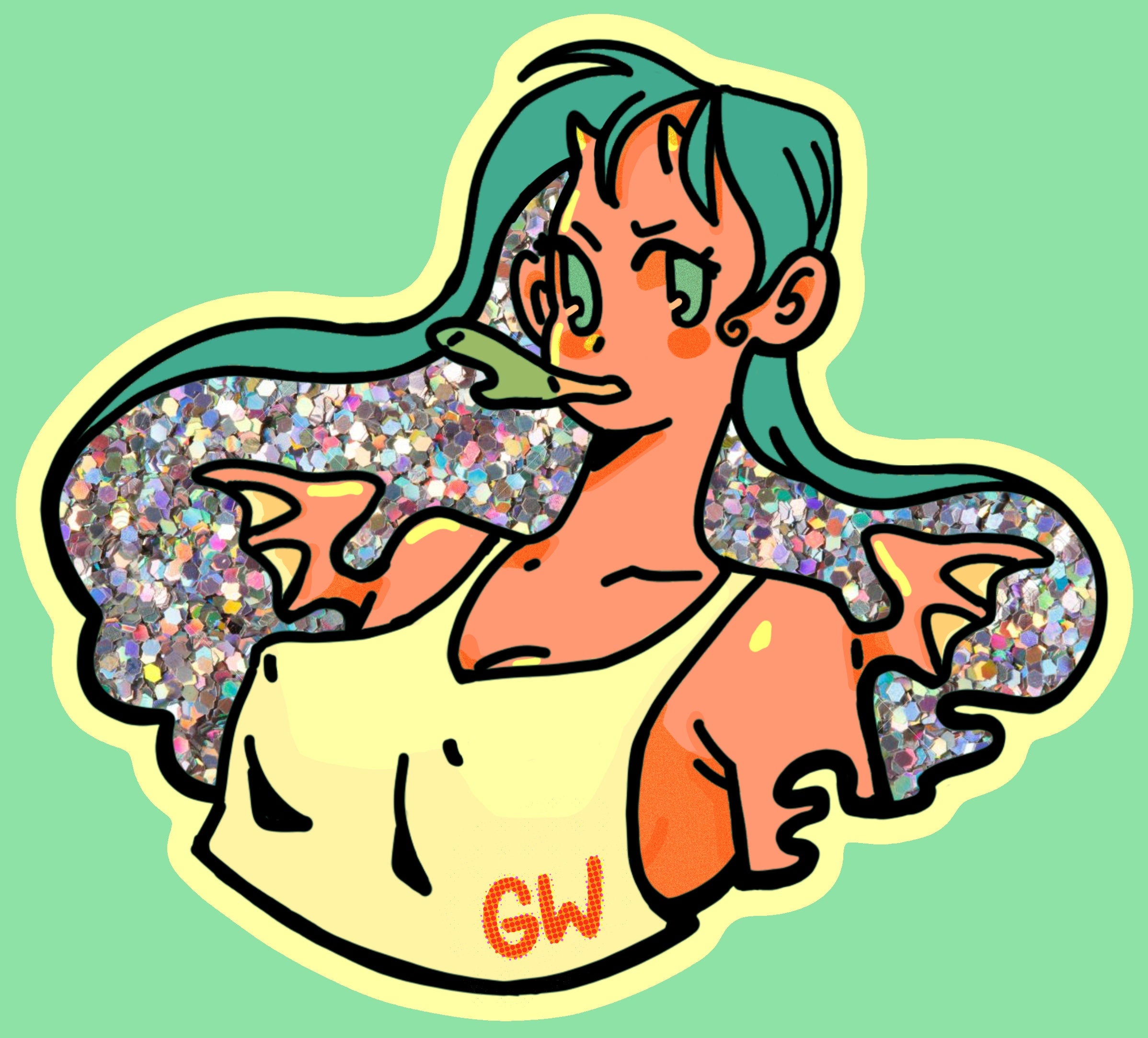 Glitter Oni Sticker