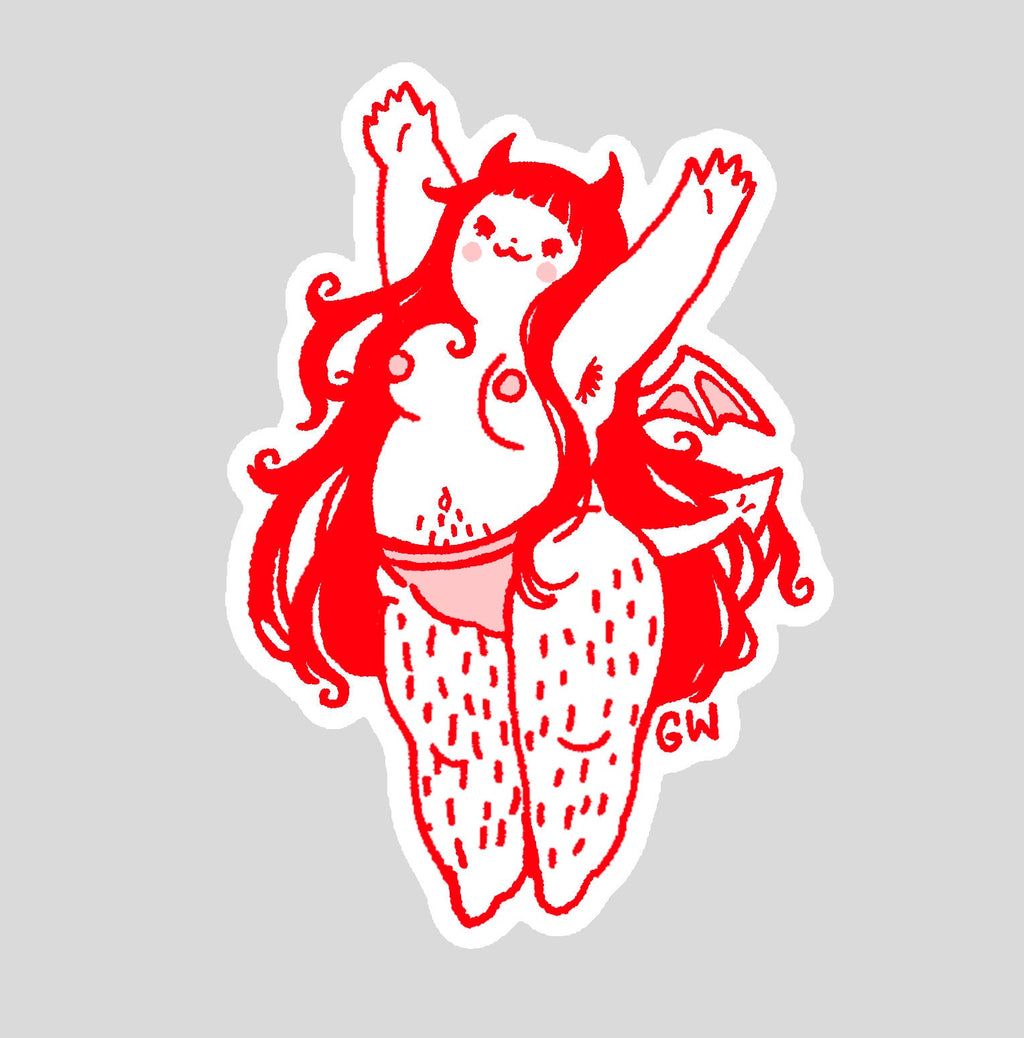 Holographic Devil Girl Sticker