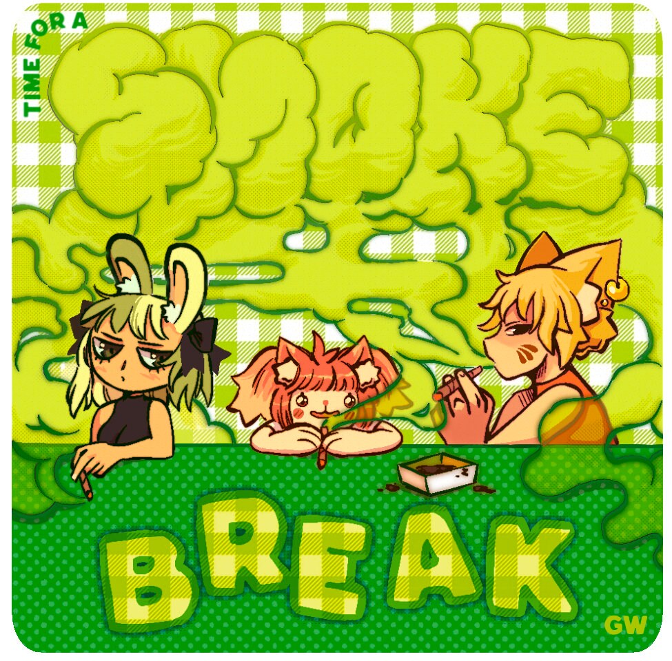 Green Check Smoke Break Sticker