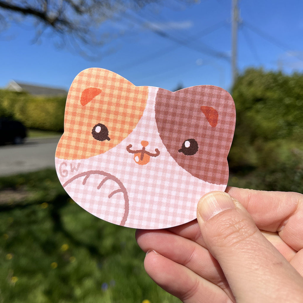 Gingham Cat Sticky Pad