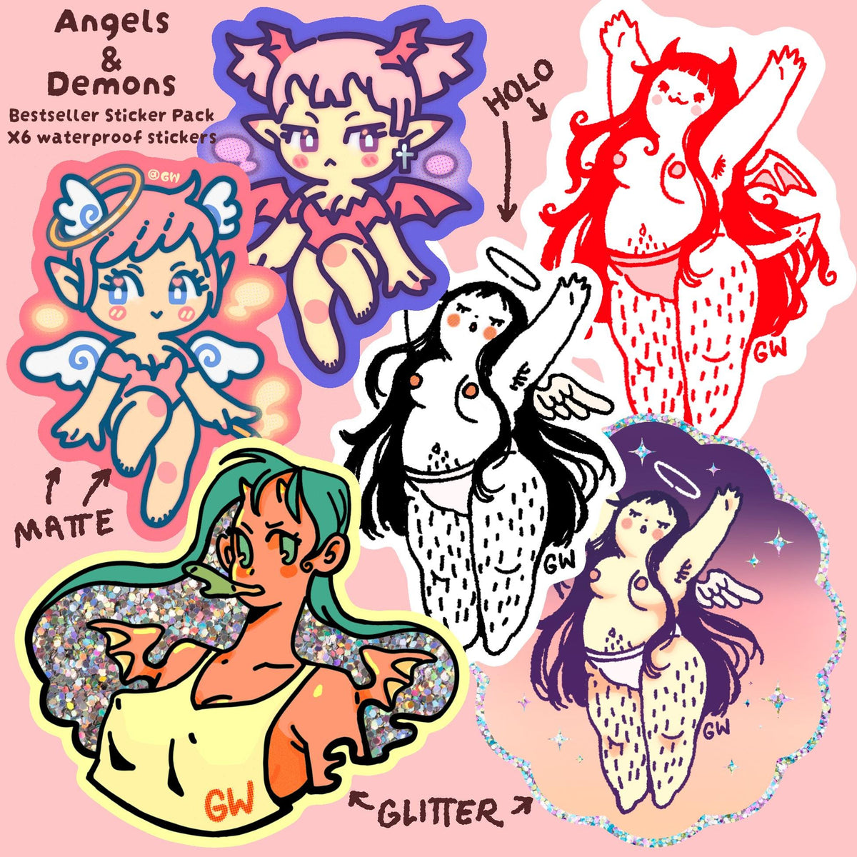 Angel and Demon Girl Sticker Pack