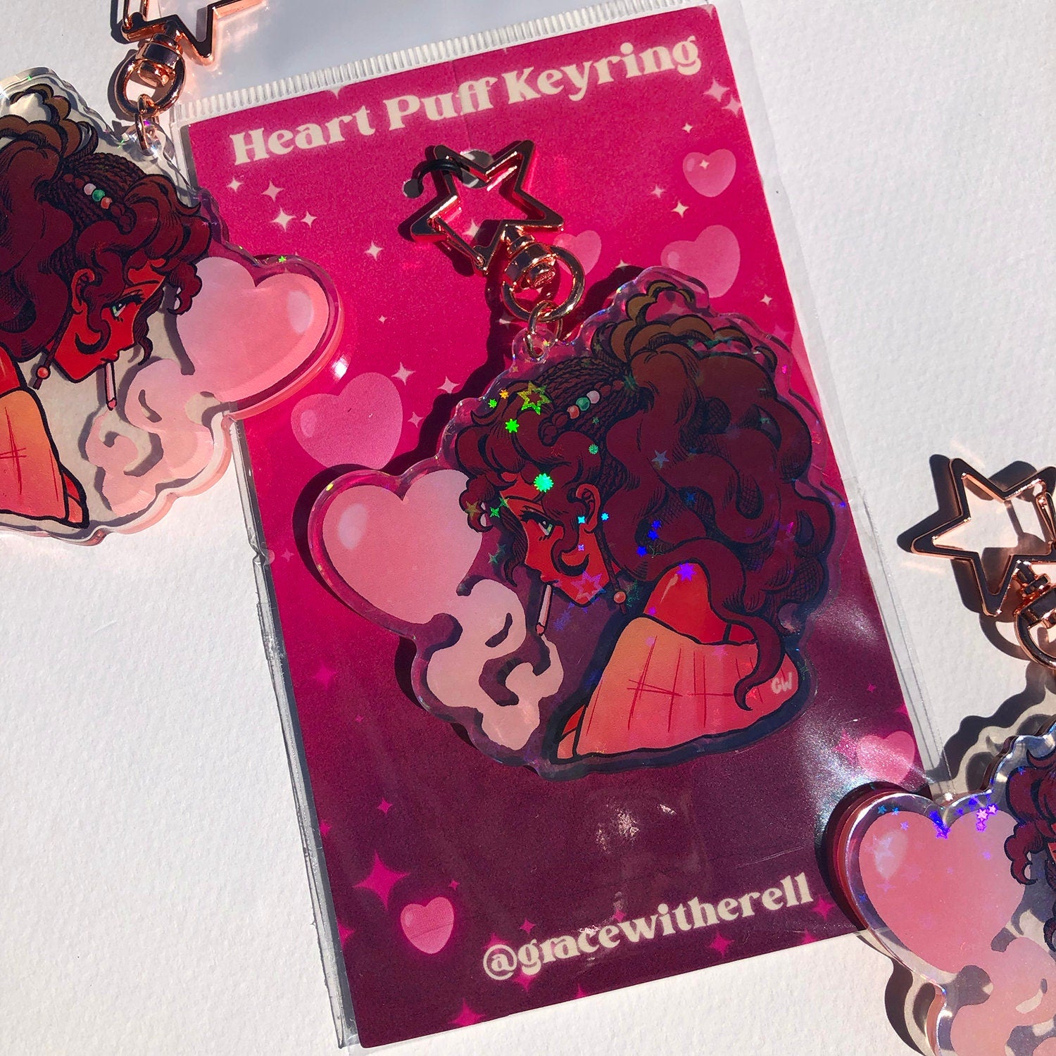 Heart Puff Keyring