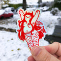 Holographic Devil Girl Sticker