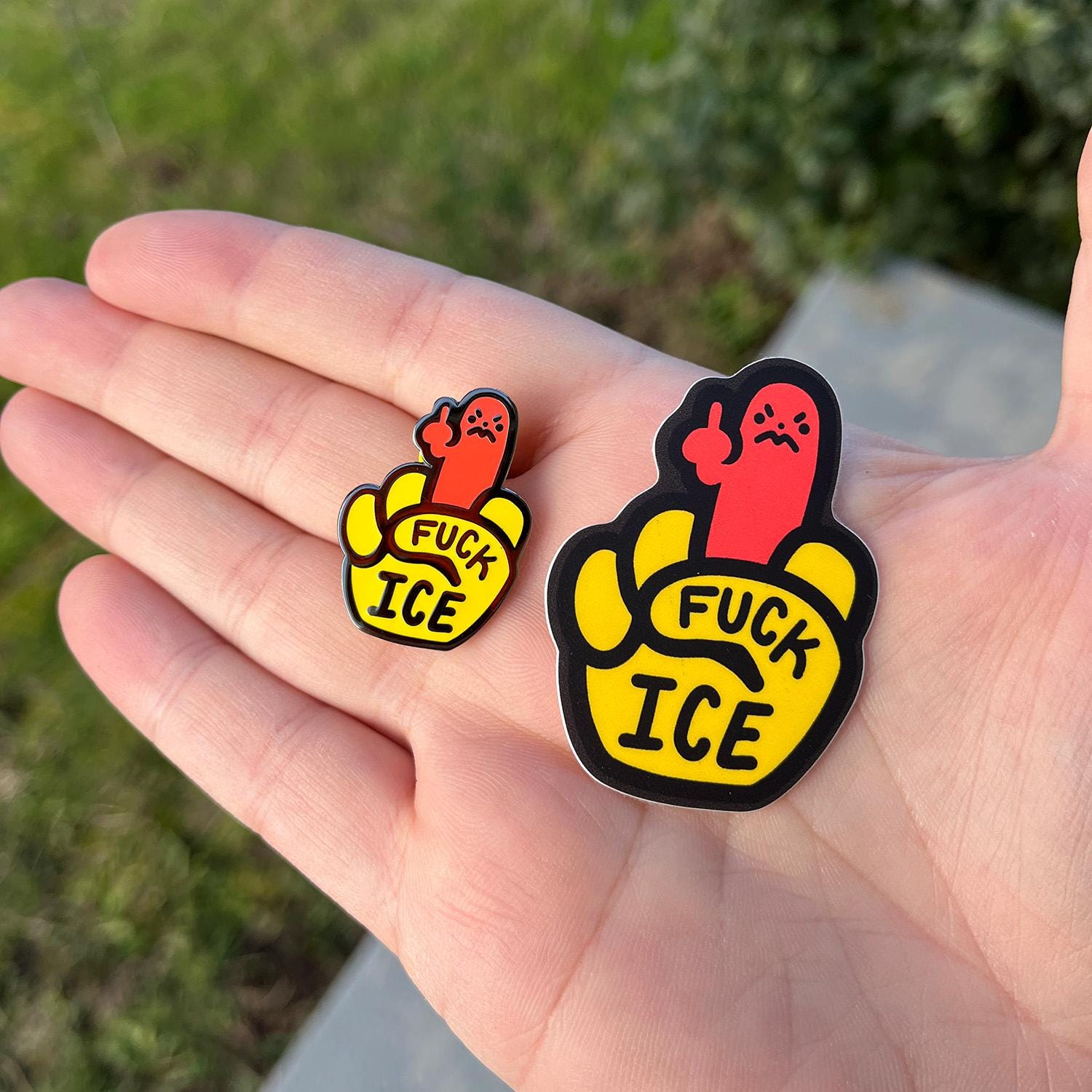 Fuck Ice Enamel Pin+Sticker Bundle