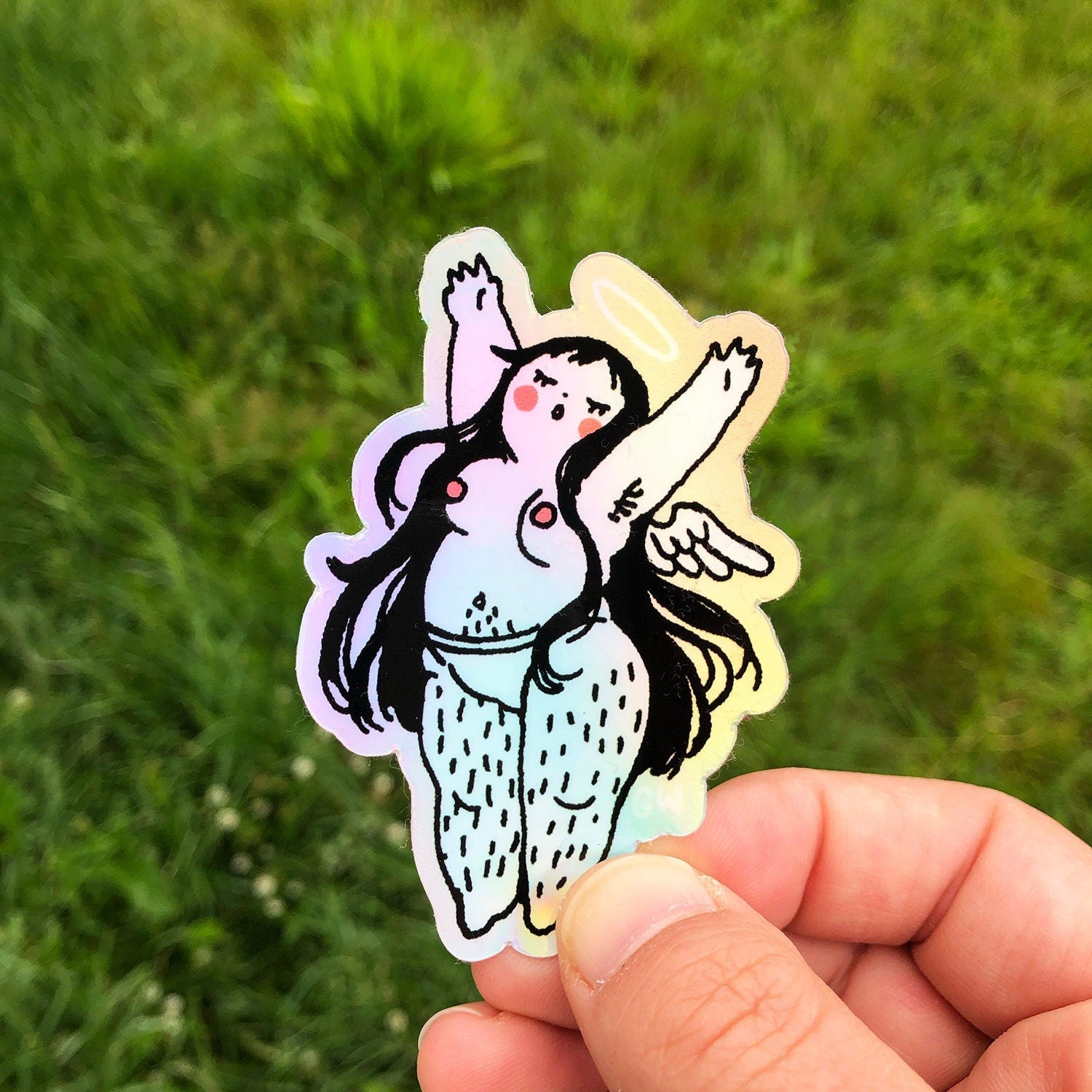 Holographic Cherub Sticker