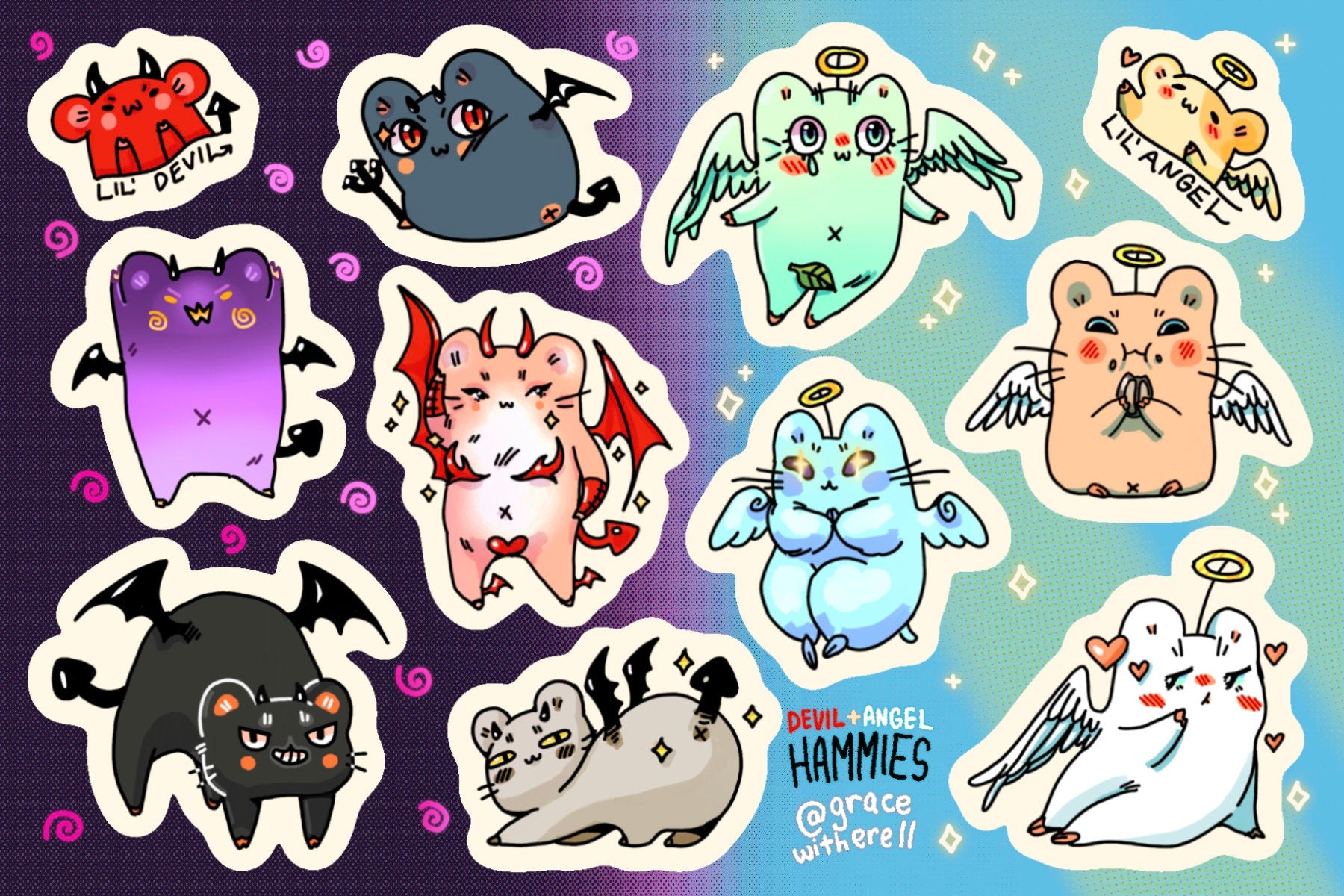 Devil Angel Hammie Sticker Sheet