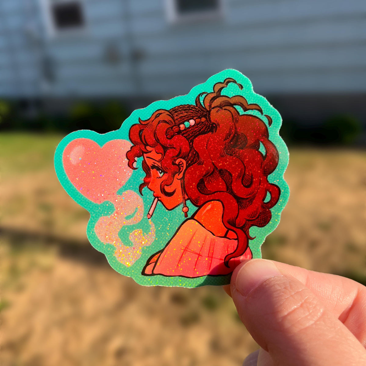 Heart Puff Glitter Sticker